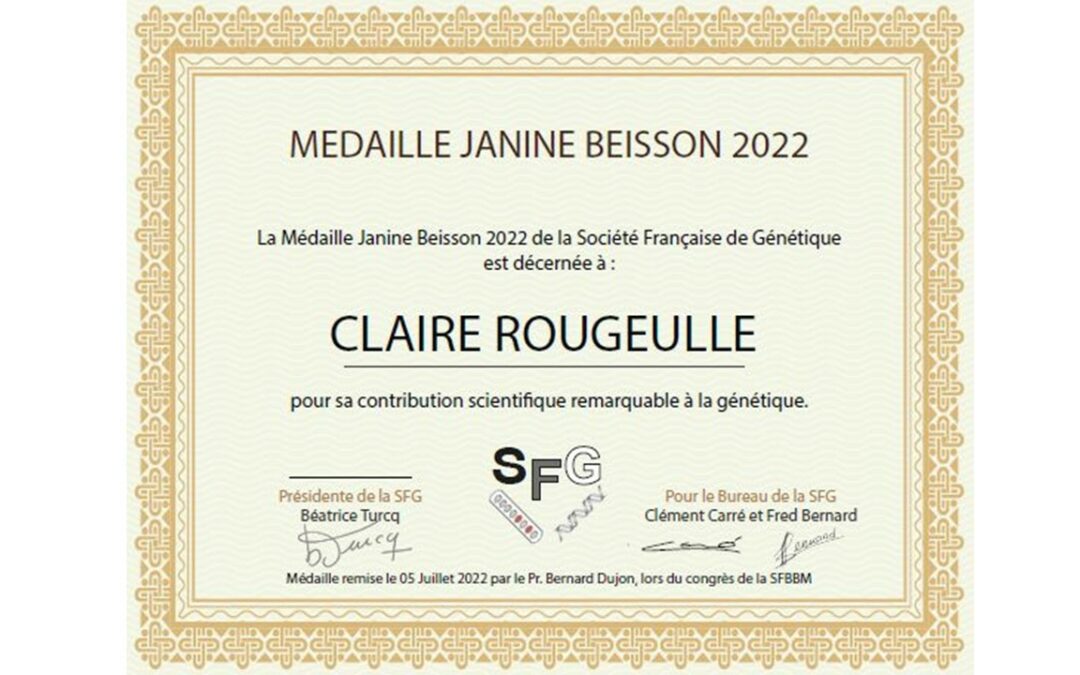 Claire Rougeulle receives the Janine Beisson 2022 medal